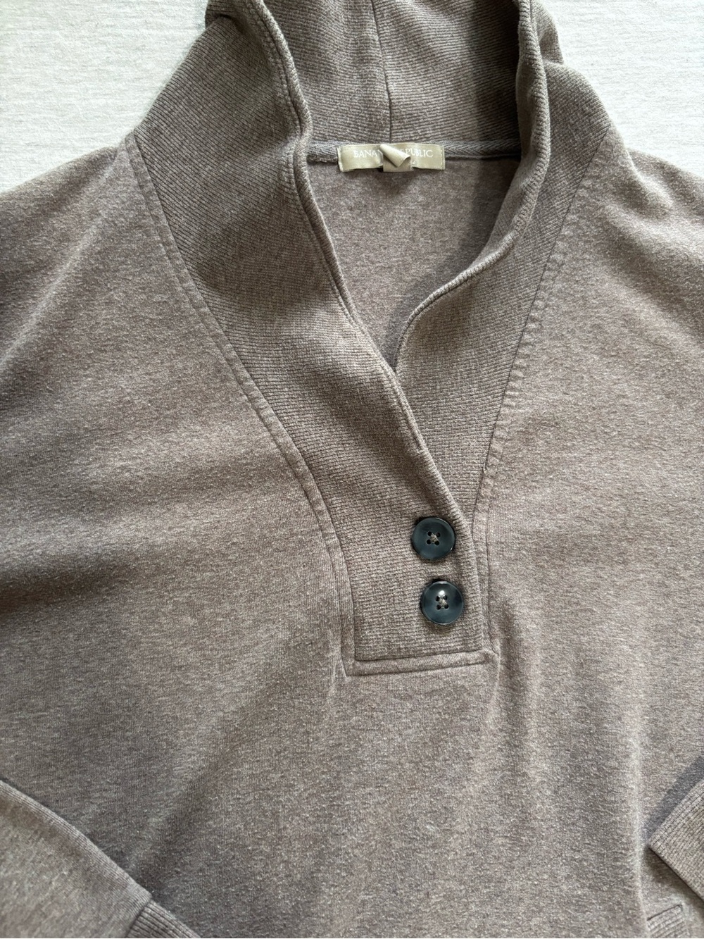 Banana Republic Chestnut Brown Shawl Collar Button Pullover Sweater L - Picture 3 of 8